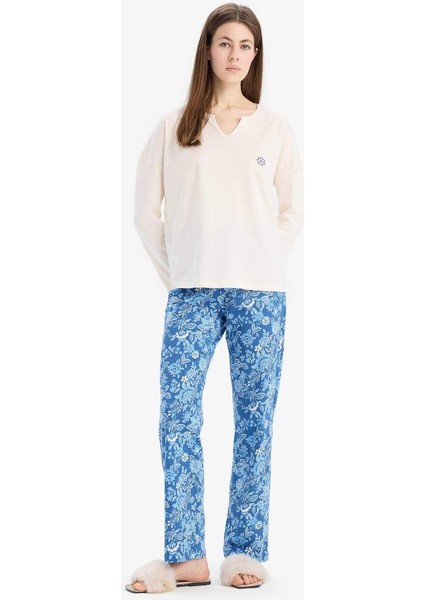 Yeni Sezon Pijama Takımı Uzun Kollu Üst Esnek Belli Uzun Altı-Fall In Love