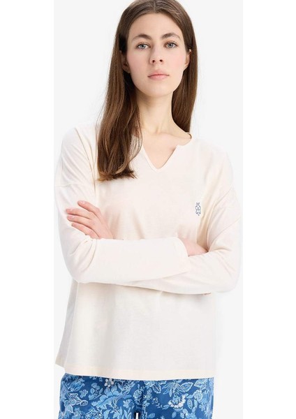 Yeni Sezon Pijama Takımı Uzun Kollu Üst Esnek Belli Uzun Altı-Fall In Love
