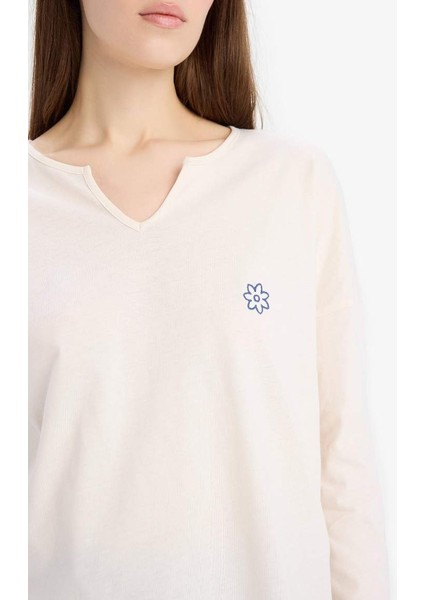 Yeni Sezon Pijama Takımı Uzun Kollu Üst Esnek Belli Uzun Altı-Fall In Love