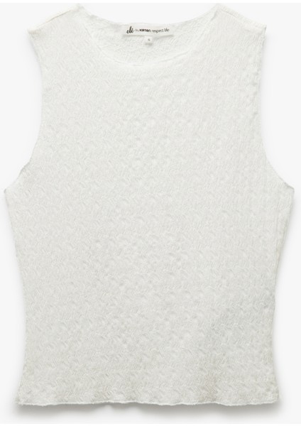 Yeni Sezon Bisiklet Yaka Kolsuz Dokulu Slim Fit Crop Üst Bürümcük modelleri