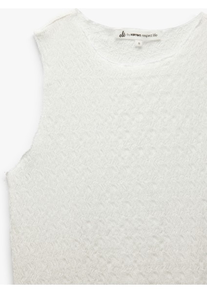 Yeni Sezon Bisiklet Yaka Kolsuz Dokulu Slim Fit Crop Üst Bürümcük indirimleri