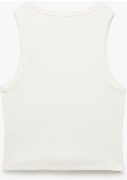 Yeni Sezon Çiçek Baskılı Kolsuz Bisiklet Yaka Slim Fit Üst