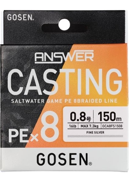 Answer Casting Pe 8 Örgü Ip Misina 150MT Fine Silver Color
