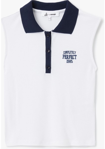 Yeni Sezon Slim Fit Polo Yaka Kolsuz Kolej Işlemeli Üst modelleri