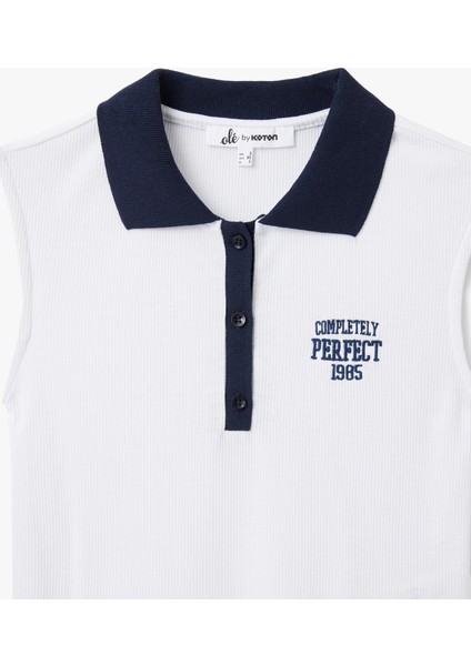 Yeni Sezon Slim Fit Polo Yaka Kolsuz Kolej Işlemeli Üst indirimleri