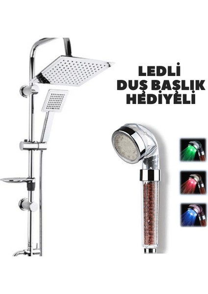 Rain Duş Robotu Tepe Duş Seti Duş Başlığı Sistemi Ledli Duş Başlık Hediyeli ( Lisinya )