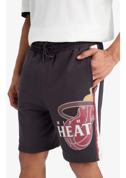 Yeni Sezon Defactofit Nba Miami Heat Standart Fit Kısa Paça Şort
