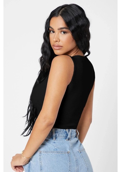 - Kadın Siyah Kare Yaka Crop Top Bluz fiyatları
