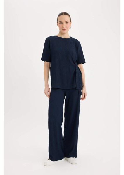 Yeni Sezon Bürümcük Pantolon Wide Leg Geniş Bol Paça Esnek Belli fiyatları