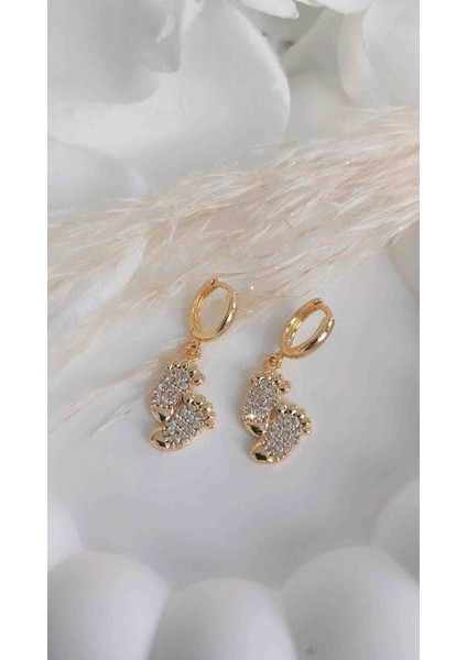 Çelik Ayak Izi Kız Çocukları Için Yeni Sezon Özel Tasarım Zirkon Taşlı Kuyumcu Işçiliğinde