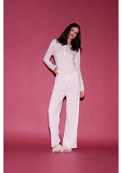Yeni Sezon Pijama Takımı Uzun Kollu Üst Uzun Altı-Fall In Love