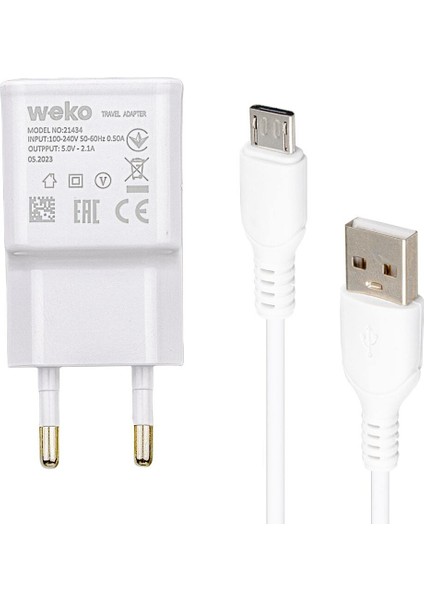 WK-21434 S6 2.1 Amper Şarj Başlık Adaptörü + Mıcro USB Kablo(No:3) (4767) - Lisinya