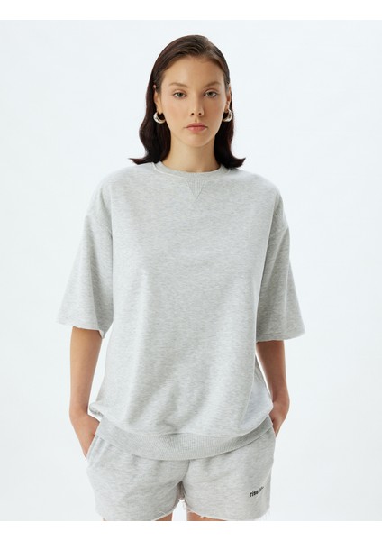 Yeni Sezon Kısa Kollu Bisiklet Yaka Pamuklu Sweatshirt modelleri