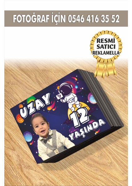 Uzay Temalı Kişiye Özel Resimli Doğum Günü Magneti 7x5 cm 10 Adet