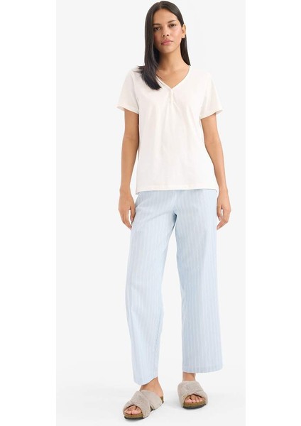 Yeni Sezon Uzun Boy Poplin Pijama Altı-Fall In Love