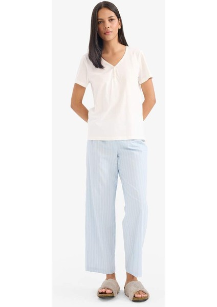 Yeni Sezon Uzun Boy Poplin Pijama Altı-Fall In Love