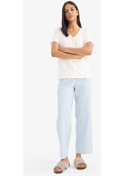 Yeni Sezon Uzun Boy Poplin Pijama Altı-Fall In Love