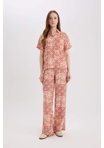Yeni Sezon regular Fit Geniş Bol Paça Desenli Pantolon