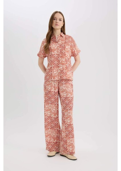 Yeni Sezon regular Fit Geniş Bol Paça Desenli Pantolon