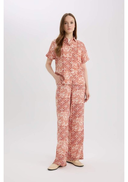 Yeni Sezon regular Fit Geniş Bol Paça Desenli Pantolon