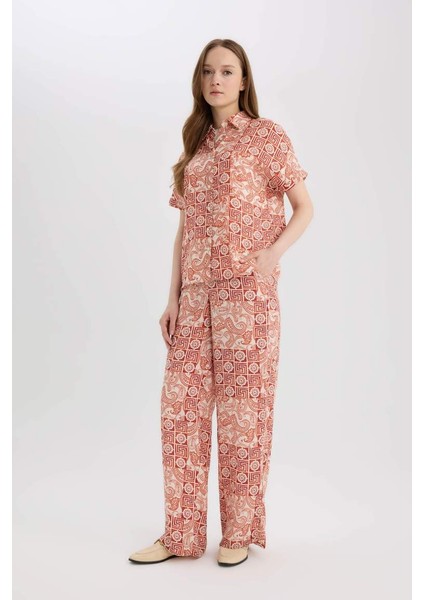 Yeni Sezon regular Fit Geniş Bol Paça Desenli Pantolon
