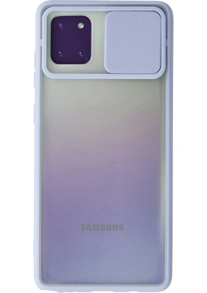 Samsung Galaxy A81 / Note 10 Lite Kılıf Palm Buzlu Kamera Sürgülü Silikon - Lila Yktsn