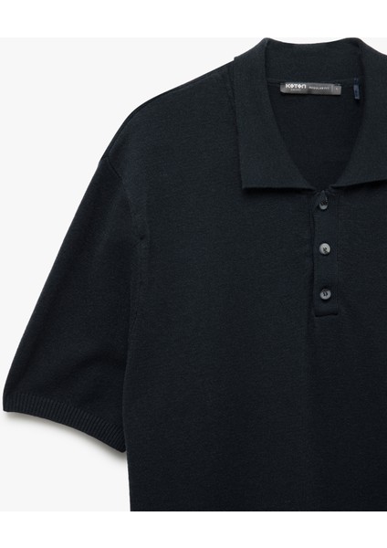 Yeni Sezon Düğmeli Polo Yaka Viskon Karışımlı Kısa Kollu Triko Tişört modelleri