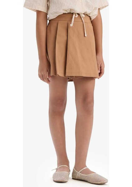 Yeni Sezon Kız Çocuk Gabardin Pileli Şort Etek