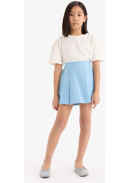 Yeni Sezon Kız Çocuk Gabardin Pileli Şort Etek