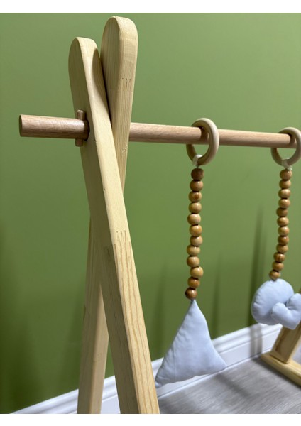 Montessori Doğal Ahşap Bebek Egzersiz Aleti, Aktivite Alanı, Baby Gym, Sallanan Oyuncaklar Dahildir modelleri
