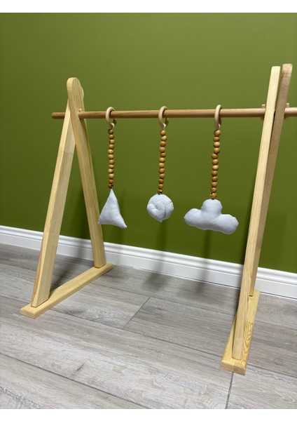 Montessori Doğal Ahşap Bebek Egzersiz Aleti, Aktivite Alanı, Baby Gym, Sallanan Oyuncaklar Dahildir fırsatları