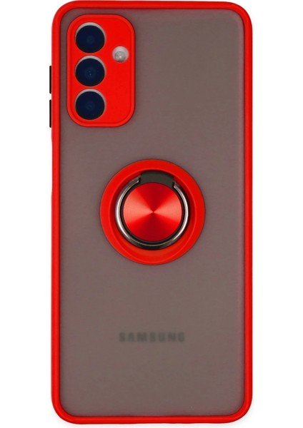 Samsung Galaxy A04S Kılıf Montreal Yüzüklü Silikon Kapak - Kırmızı Ferrg