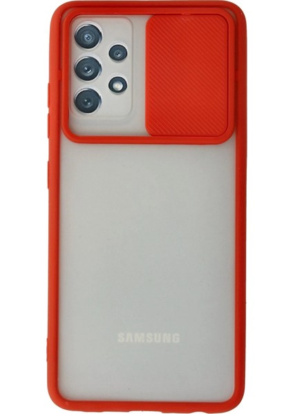 Samsung Galaxy A32 Kılıf Palm Buzlu Kamera Sürgülü Silikon - Kırmızı Ferrg