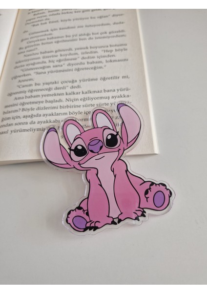 Stitch Pembe Pleksi Kitap Ayracı 8 cm -1 Adet