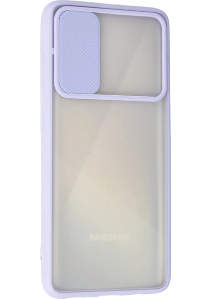 Samsung Galaxy A51 Kılıf Palm Buzlu Kamera Sürgülü Silikon - Lila Ferrg