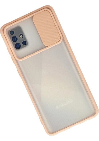 Samsung Galaxy A71 Kılıf Palm Buzlu Kamera Sürgülü Silikon - Pembe Ferrg fiyatları