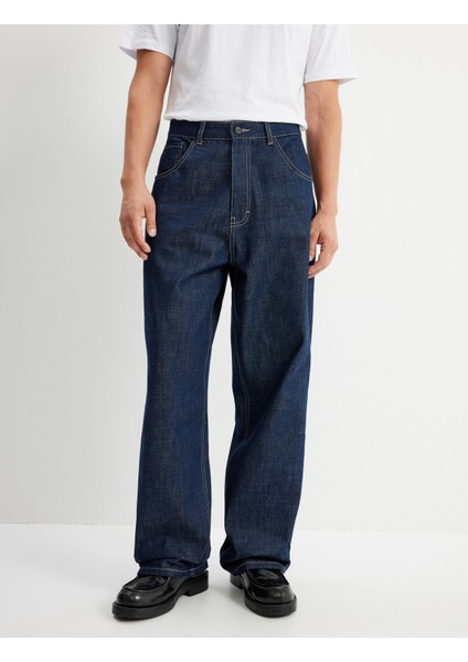 Yeni Sezon Cep Detaylı Pamuklu Bol Super Baggy Jean Pantolon