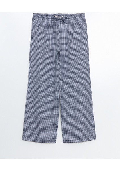 Yeni Sezon Beli Lastikli Ekose Kadin Pijama Alti - S5NS25Z8
