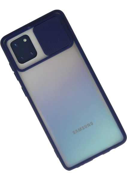 Samsung Galaxy A81 / Note 10 Lite Kılıf Palm Buzlu Kamera Sürgülü Silikon - Lacivert Ferrg