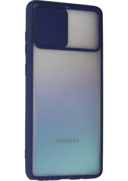 Samsung Galaxy A81 / Note 10 Lite Kılıf Palm Buzlu Kamera Sürgülü Silikon - Lacivert Ferrg