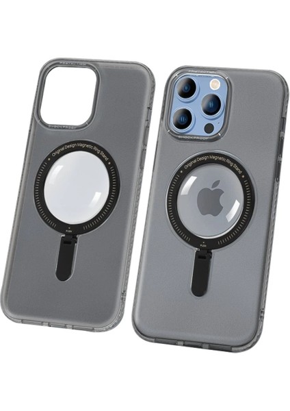 Apple iPhone 14 Pro Kılıf Zoom Standlı Silikon - Siyah Ferrg