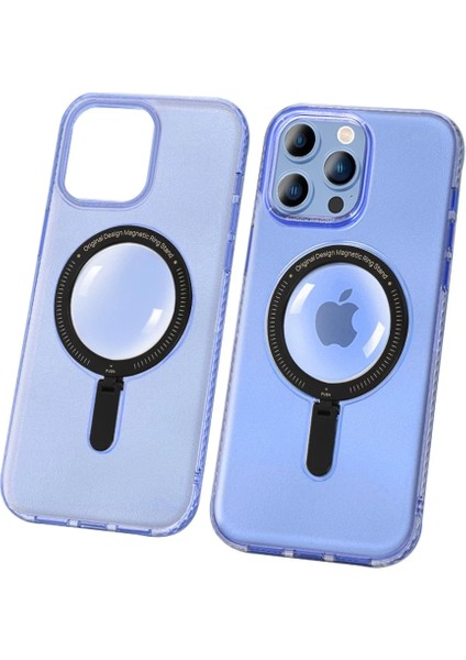 Apple iPhone 14 Pro Max Kılıf Zoom Standlı Silikon - Sierra Blue Ferrg