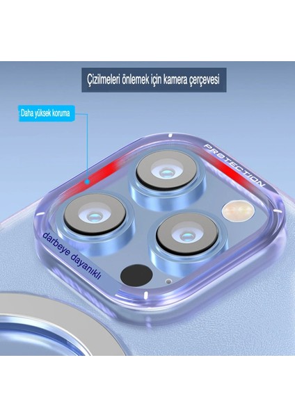 Apple iPhone 14 Pro Max Kılıf Zoom Standlı Silikon - Sierra Blue Ferrg