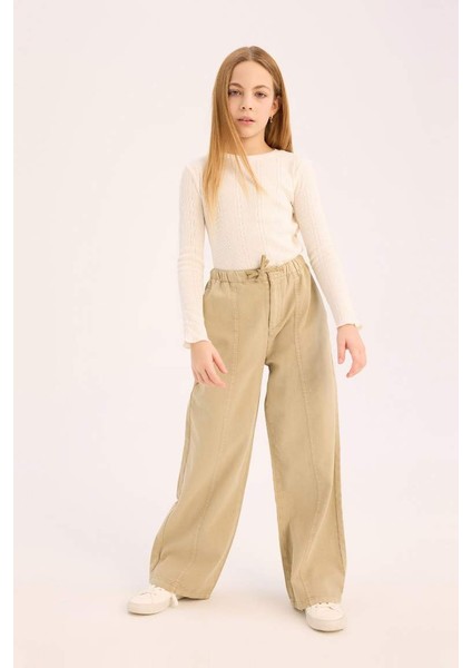 Yeni Sezon Kız Çocuk Wide Leg Geniş Paça Pamuklu Pantolon modelleri
