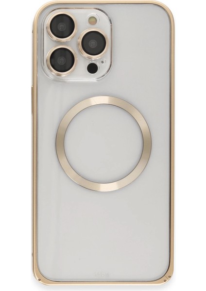 Apple iPhone 14 Pro Kılıf Metal Bumper Magneticsafe Kapak - Gold Ferrg
