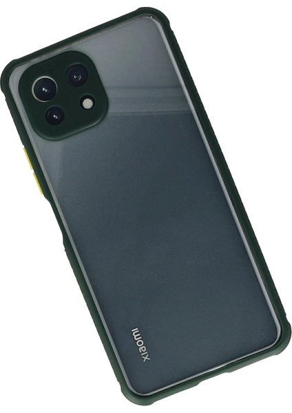 Xiaomi Mi 11 Lite Kılıf Miami Şeffaf Silikon - Koyu Yeşil Ferrg