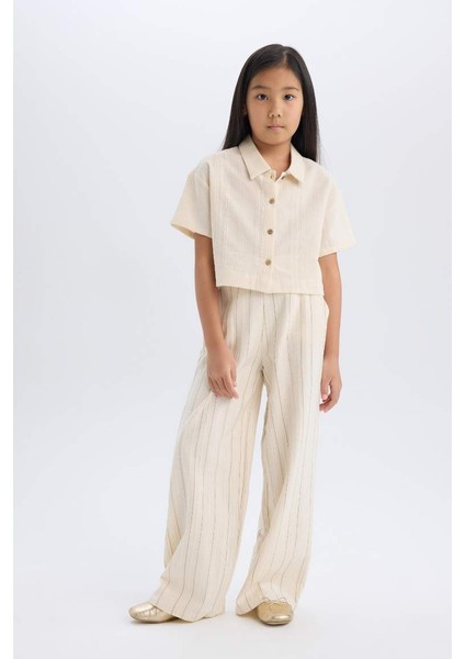 Yeni Sezon Kız Çocuk Wide Leg Geniş Paça Pamuklu Pantolon fırsatları