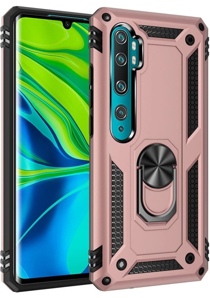 Xiaomi Mi Note 10 Lite Kılıf Sofya Yüzüklü Silikon Kapak - Rose Yktsn