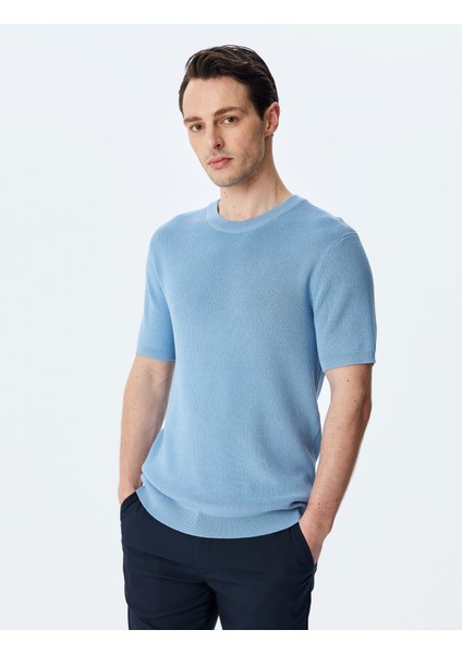Yeni Sezon Bisiklet Yaka Regular Fit Viskon Karışımlı Kısa Kollu Triko Tişört modelleri
