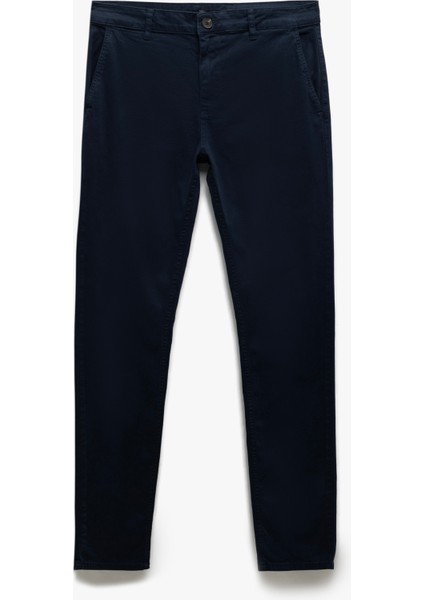Yeni Sezon Pamuklu Düğmeli Chino Cep Detaylı Slim Fit Pantolon